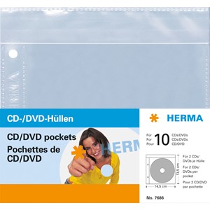 HERMA 7686 - Herma CD/DVD-Hüllen, 145x135 mm, 5 Stück
