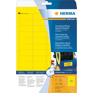 HERMA 8030 - Herma Signal Etiketten, gelb, 45,7 x 21,2 mm, 25 Blatt