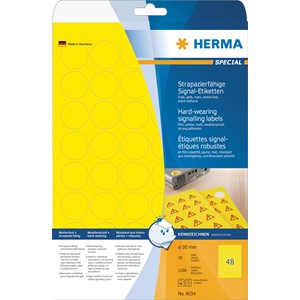 HERMA 8034 - Herma Signal Etiketten, gelb, Ø 30 mm, 25 Blatt