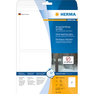 HERMA 8333 - Herma Strapazierfähige Etiketten, weiß, 190 x 135 mm, 25 Blatt