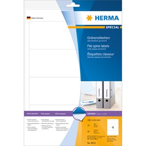 HERMA 8621 - Herma Ordner-Etiketten, weiß, 192 x 61 mm, 10 Blatt