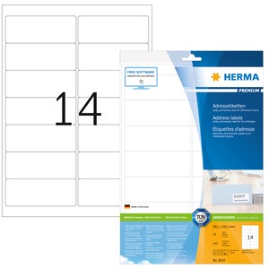 HERMA 8635 - Herma Adressetiketten, weiß, 99,1 x 38,1 mm, 10 Blatt