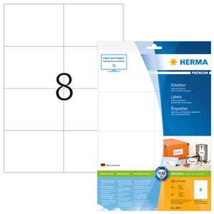 HERMA 8645 - Herma Universal-Etiketten, weiß, 105 x 74 mm, 10 Blatt