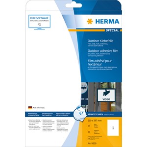 HERMA 9500 - Herma Outdoor Etiketten, weiß, 210 x 297 mm, 10 Blatt