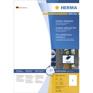 HERMA 9501 - Herma Outdoor Etiketten, weiß, 210 x 297 mm, 50 Blatt