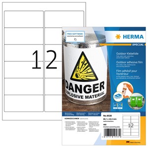HERMA 9538 - Outdoor Etiketten, weiß, 99,1 x 42,3 mm, 40 Blatt