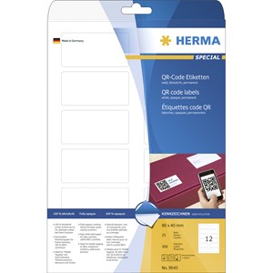 HERMA 9643 - Herma QR-Code Etiketten, weiß, 80 x 40 mm, 25 Blatt