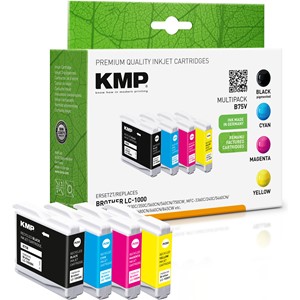 KMP 1035,4005 - Tintenpatronen Multipack, schwarz, cyan, magenta, gelb, ersetzen Brother LC1000BK, LC1000C, LC1000M, LC1000Y