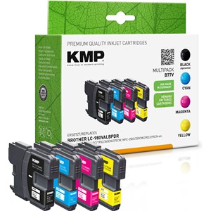 KMP 1521,4005 - Tintenpatronen Multipack, schwarz, cyan, magenta, gelb, ersetzen Brother LC980BK, LC980C, LC980M, LC980Y