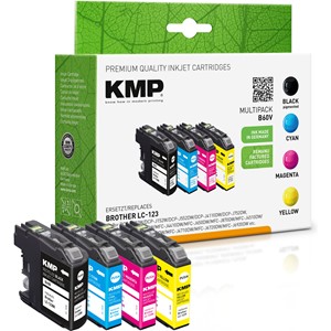 KMP 1525,4005 - Tintenpatronen Multipack, schwarz, cyan, magenta, gelb, ersetzen Brother LC123BK, LC123C, LC123M, LC123Y