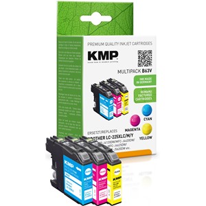 KMP 1530,4050 - Tintenpatronen Multipack, cyan, magenta, gelb, ersetzen Brother LC225XLC, LC225XLM, LC225XLY
