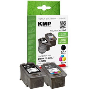 KMP 1581,4005 - Tintenpatronen Multipack, schwarz, 3-farbig, ersetzen Canon PG560XL (3712C001), Canon CL561XL (3730C001)