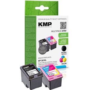 KMP 1719,4005 - Tintenpatronen Multipack, schwarz, 3-farbig, ersetzen HP 301XL (CH563EE, CH564EE)