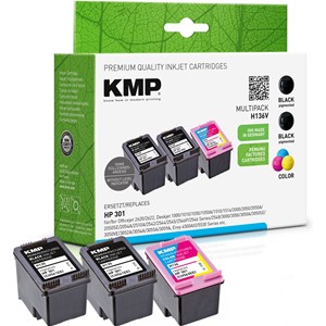 KMP 1719,4855 - Tintenpatronen Multipack, schwarz, 3-farbig, ersetzen HP 301 (CH561EE, CH562EE)