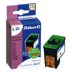 Pelikan 346322 - L01 Tintenpatrone, schwarz, ersetzt Lexmark 10N0016