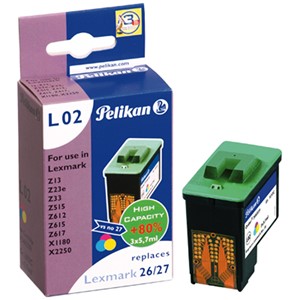 Pelikan 346339 - L02 Tintenpatrone, 3-farbig, ersetzt Lexmark 10N0026