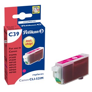 Pelikan 4103260 - C39 Tintenpatrone, magenta, ersetzt Canon CLI-521M