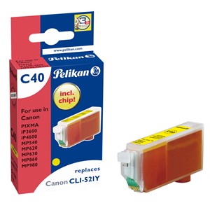 Pelikan 4103277 - C40 Tintenpatrone, gelb, ersetzt Canon CLI-521Y
