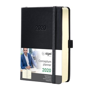 Sigel C2010 - Tageskalender CONCEPTUM® 2020 (D/GB/F/NL), Hardcover, black, ca. A5