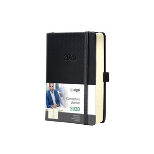 Sigel C2011 - Tageskalender CONCEPTUM® 2020 (D/GB/F/NL), Hardcover, black, ca. A6