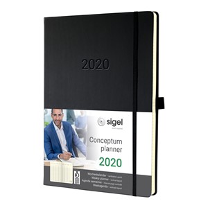 Sigel C2018 - Wochenkalender CONCEPTUM® 2020 (D/GB/F/NL),vertikales Layout, Hardcover, black, A4+