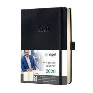 Sigel C2019 - Wochenkalender CONCEPTUM® 2020 (D/GB/F/NL),vertikales Layout, Hardcover, black, ca. A5