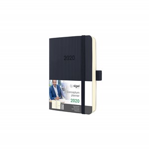 Sigel C2021 - Tageskalender CONCEPTUM® 2020 (D/GB/F/NL), Softcover, black, ca. A6