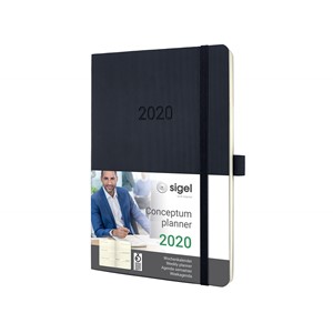 Sigel C2022 - Wochenkalender CONCEPTUM® 2020 (D/GB/F/NL), Softcover, black, ca. A5