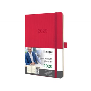 Sigel C2034 - Wochenkalender CONCEPTUM® 2020 (D/GB/F/NL), Softcover, red, ca. A5