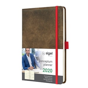 Sigel C2055 - Wochenkalender CONCEPTUM® 2020 (D/GB/F/NL), Design Vintage, Hardcover, brown, ca. A5