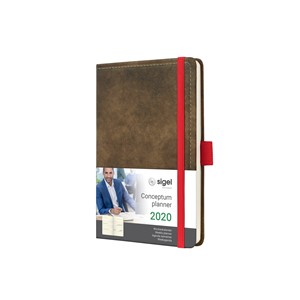 Sigel C2056 - Wochenkalender CONCEPTUM® 2020 (D/GB/F/NL), Design Vintage, Hardcover, brown, ca. A6