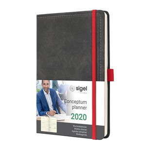 Sigel C2057 - Wochenkalender CONCEPTUM® 2020 (D/GB/F/NL), Design Vintage, Hardcover, dark grey, ca. A5