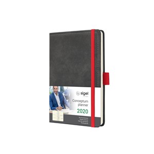 Sigel C2058 - Wochenkalender CONCEPTUM® 2020 (D/GB/F/NL), Design Vintage, Hardcover, dark grey, ca. A6