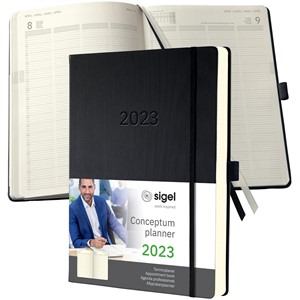 SIGEL C2304 - Planungsbuch XXL, Terminkalender Conceptum 2023, A4+, Hardcover, schwarz