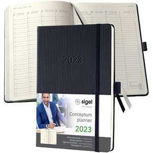 SIGEL C2319 - Planungsbuch Terminplaner Wochenkalender Conceptum 2023, ca. A5, Hardcover, schwarz