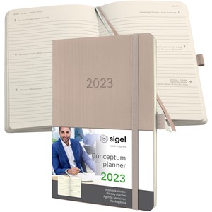 SIGEL C2330 - Terminplaner Wochenkalender Conceptum 2023, ca. A5, Softcover, taupe