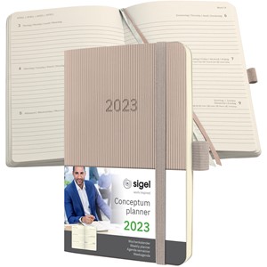 SIGEL C2331 - Terminplaner Wochenkalender Conceptum 2023, ca. A6, Softcover, taupe