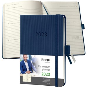 SIGEL C2363 - Terminplaner Wochenkalender Conceptum 2023, ca. A6, Hardcover, dunkelblau