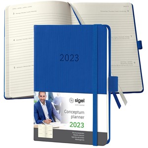 SIGEL C2369 - Terminplaner Wochenkalender Conceptum 2023, ca. A6, Hardcover, blau