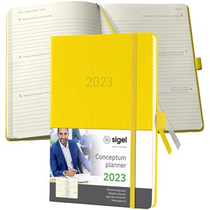 SIGEL C2370 - Terminplaner Wochenkalender Conceptum 2023, ca. A5, Hardcover, gelb