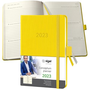 SIGEL C2371 - Terminplaner Wochenkalender Conceptum 2023, ca. A6, Hardcover, gelb