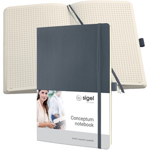 Sigel CO318 - Notizbuch CONCEPTUM®, Softcover, dark grey, kariert, nummerierte Seiten, ca. A4