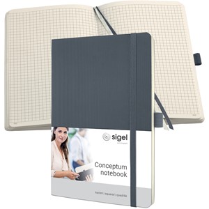 Sigel CO328 - Notizbuch CONCEPTUM®, Softcover, dark grey, kariert, nummerierte Seiten, ca. A5