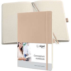SIGEL CO330 - Notizbuch Conceptum, Softcover, beige, kariert, ca. A4