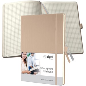 SIGEL CO640 - Notizbuch Conceptum, Hardcover, beige, kariert, ca. A4