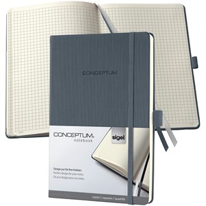 Sigel CO658 - Notizbuch CONCEPTUM®, Hardcover, dark grey, kariert, ca. A5