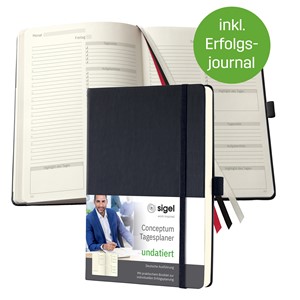SIGEL CO705 - Erfolgsplaner, Tageskalender Conceptum undatiert, Hardcover, schwarz, ca. A5