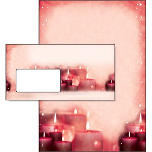 Sigel DP138Set - Weihnachts-Motiv-Papier-Set, Red Candlelight, A4, 100 Blatt + 100 Umschläge DIN lang
