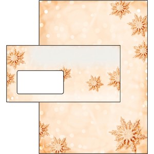 Sigel DP234Set - Weihnachts-Motiv-Papier-Set, Golden Snowflakes, 100 Blatt und 100 Umschläge