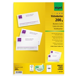 Sigel DP839 - Visitenkarten, mikroperforiert, 200g. 150 Karten